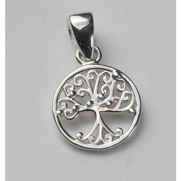 Round STerling Silver Oak Tree Pendant