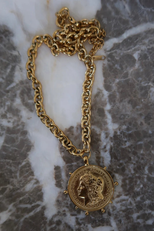 Chansuttpearls The Gold Coin Necklace 18k Gold Plated Stainless Steel Water Resistant 18-20" Long 0