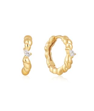 Ania Haie Gold Twisted Wave Huggie Hoop Earrings