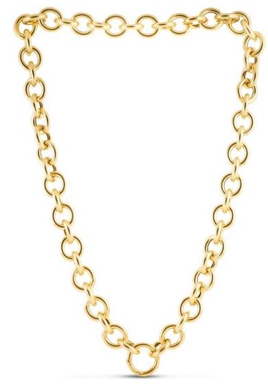 14K Gold 11.6mm Round Link Push Clasp Chain