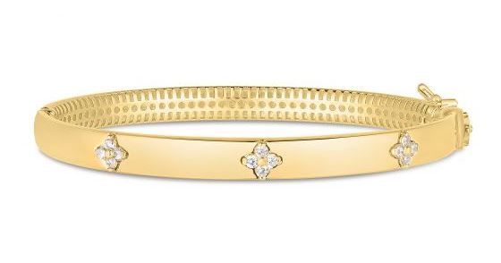 14K Yellow Gold Trilogy Diamond Bangle - 7"