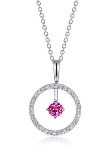 Lafonn Reversible Open Circle Birthstone Necklace - Pink Tourmaline