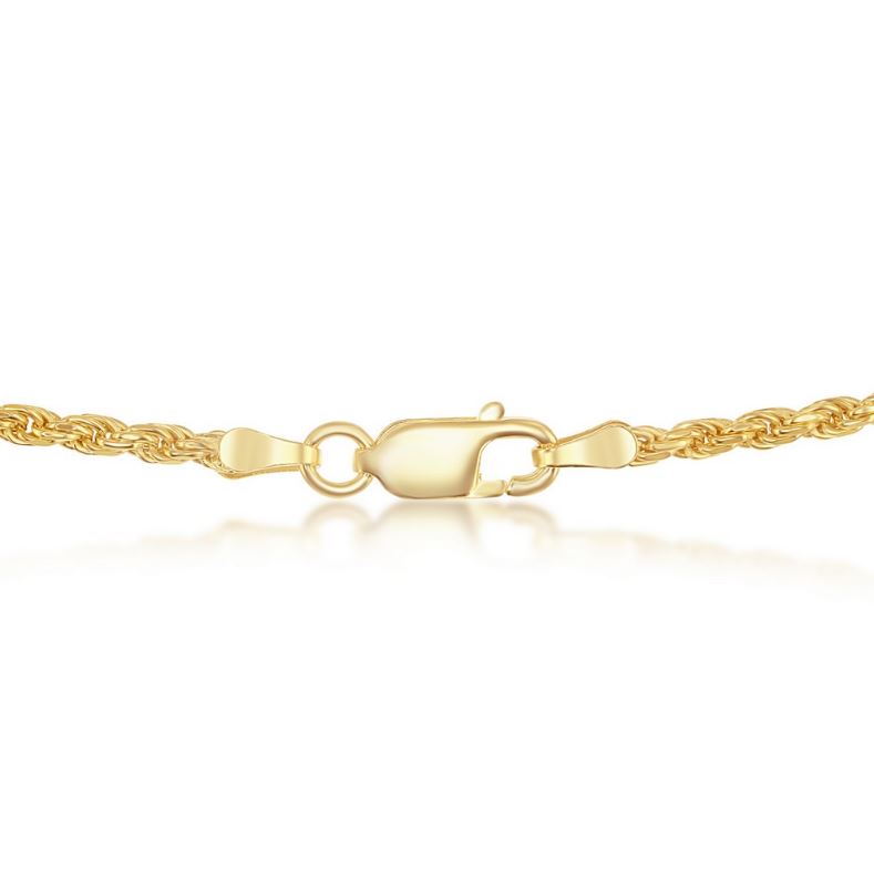 Sterling Silver Gold Plated 1.5mm Rope Chain - 16"