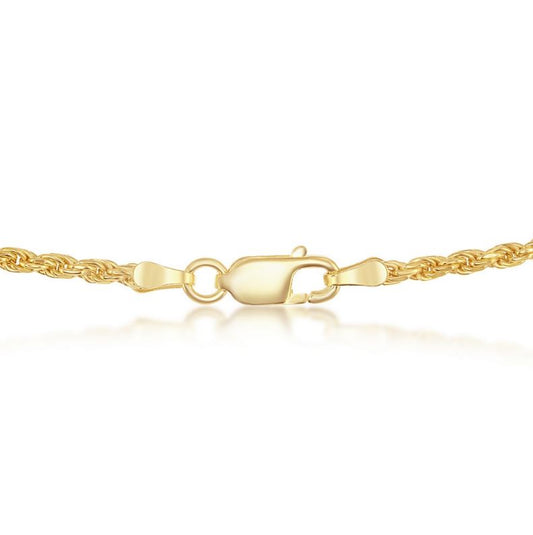 Sterling Silver Gold Plated 1.5mm Rope Chain - 22"
