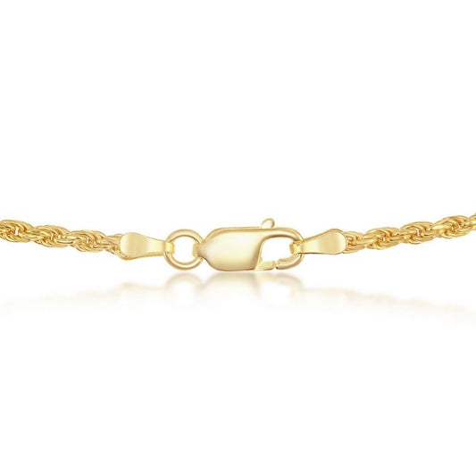 Sterling Silver Gold Plated 1.5mm Rope Chain - 24"