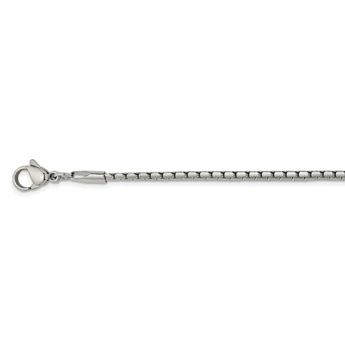 Stainless Steel 2.5mm Fancy Box Chain - 24"