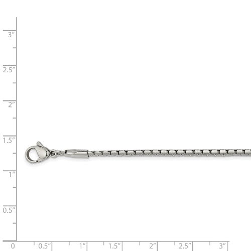 Stainless Steel 2.5mm Fancy Box Chain - 24"