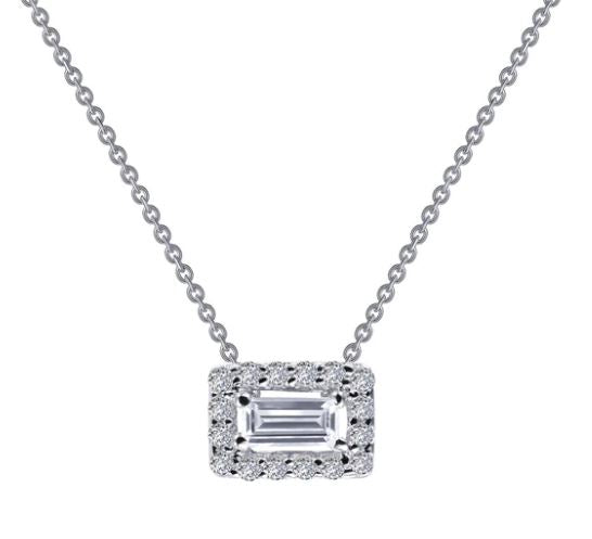 Lafonn Baguette Halo Necklace - .26 CTTW
