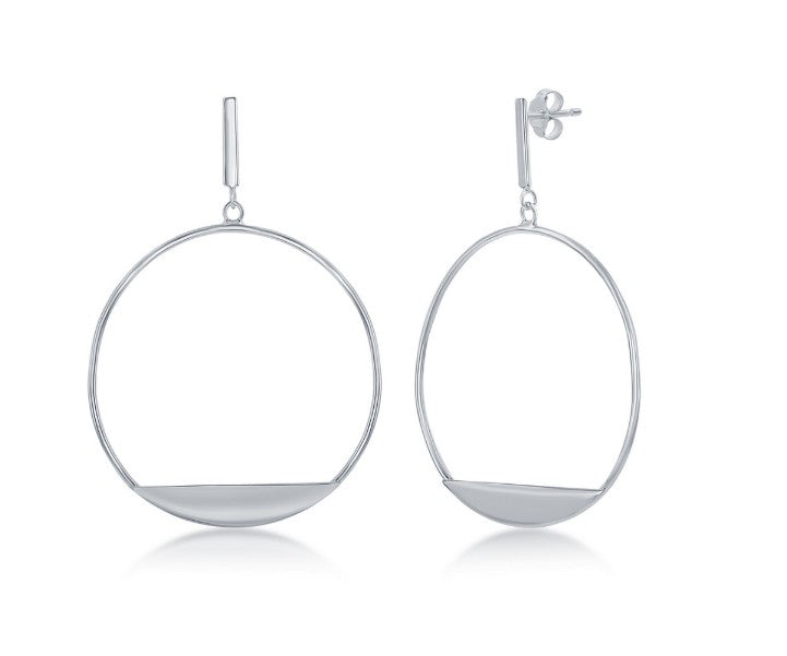 Sterling Silver Bar with Designed Hoop Earrings