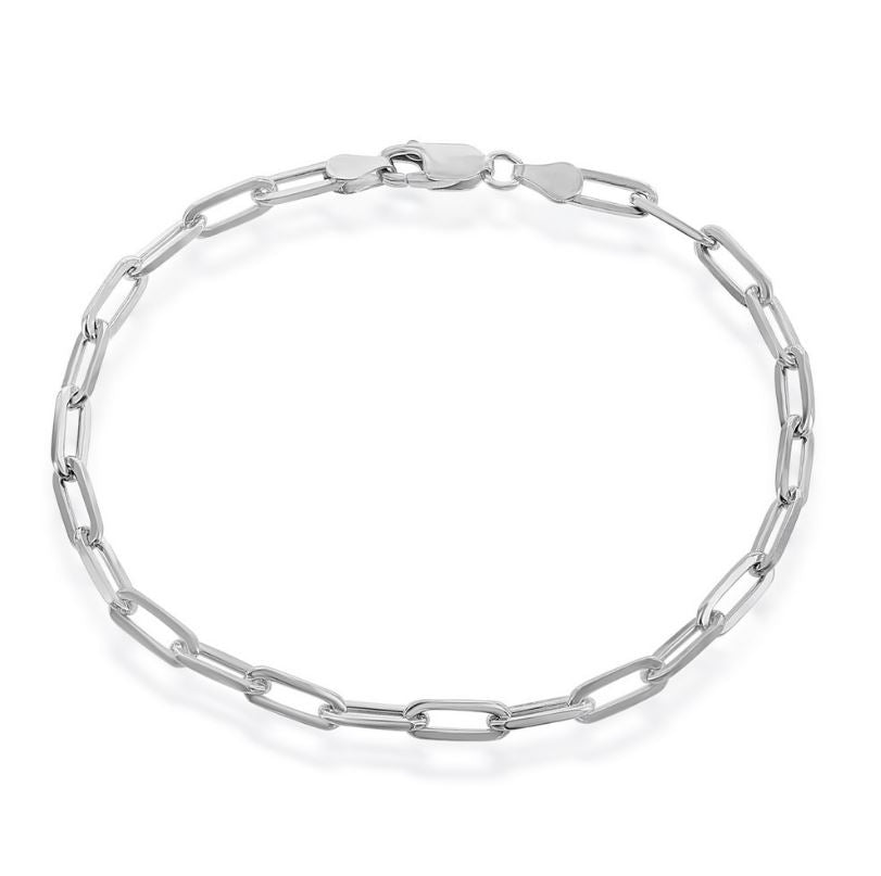 Sterling Silver 4mm Paper Clip Bracelet - 8"