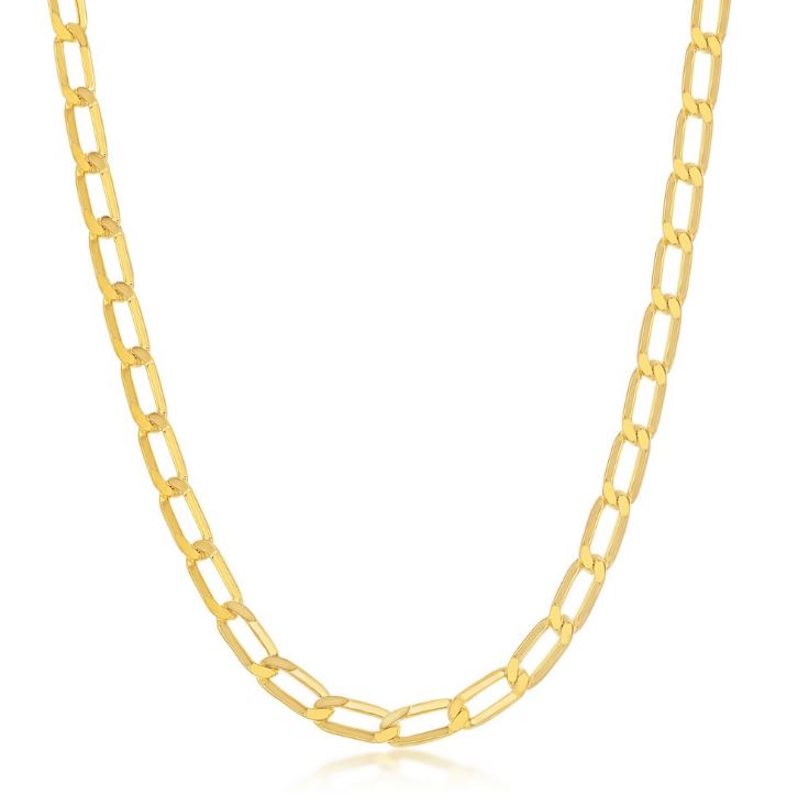 Sterling Silver Gold Plated 4.3mm Flat Paper Clip Chain - 18"