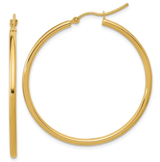 10K Yellow Gold 40mm Polished Hinged Hoop Earrings