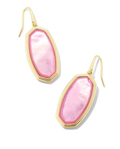 Kendra Scott Gold Plated Framed Elle Drop Earrings - Peony Mother Of Pearl