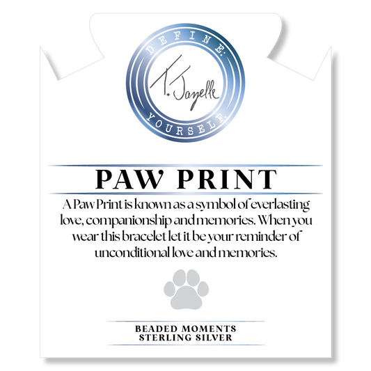 Sterling Silver Paw Print Moonstone Beaded Bracelet