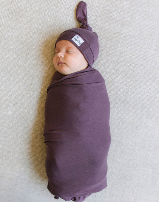 Copper Pearl Knit Swaddle Blanket - Plum