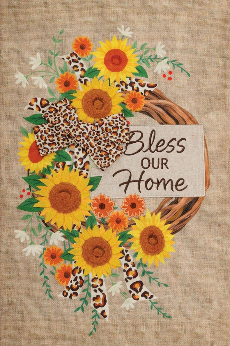 Sunflower Wreath Burlap Flag