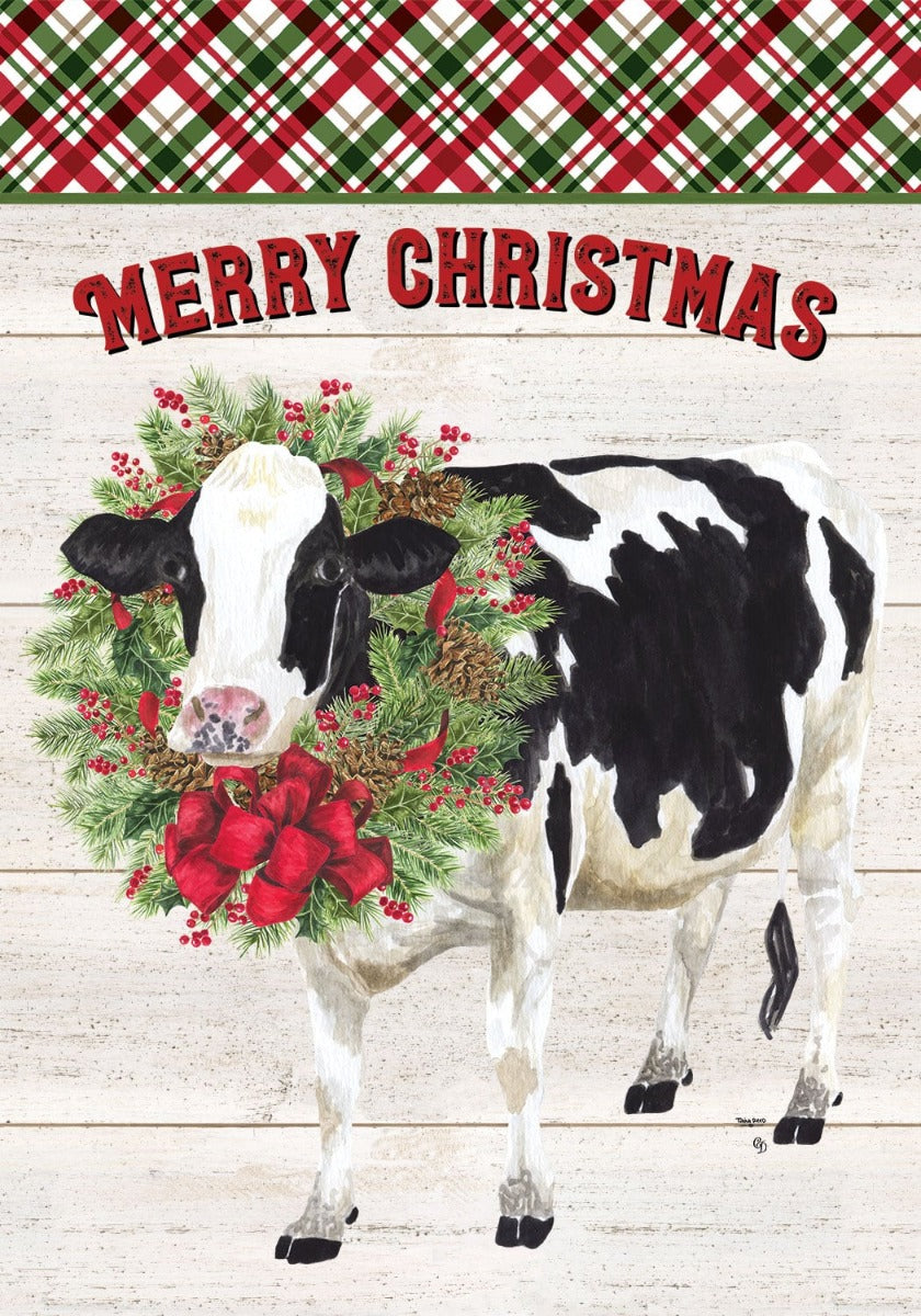 Christmas Cow Double Sided Flag