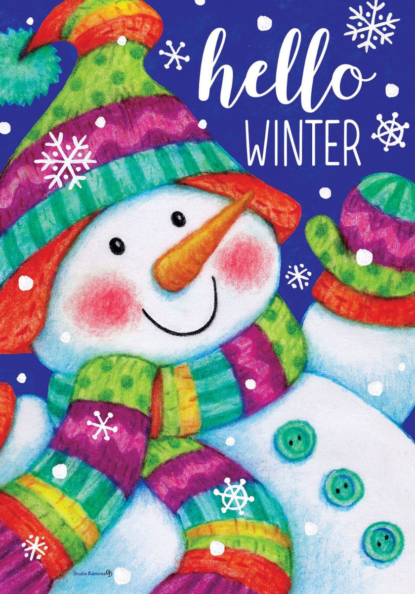 Hello Winter House Flag