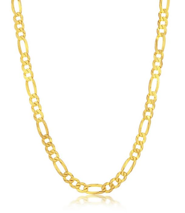Sterling Silver Gold Plated 4mm Figaro Chain - 24"