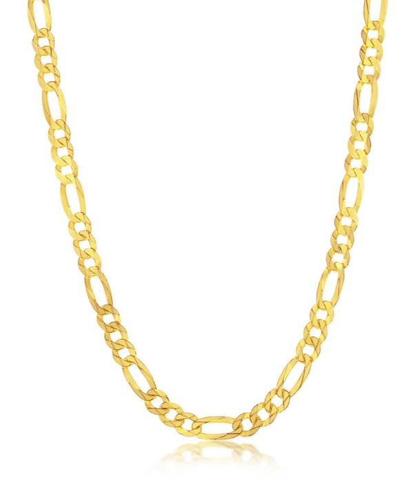 Sterling Silver Gold Plated 5mm Flat Figaro Chain - 22"