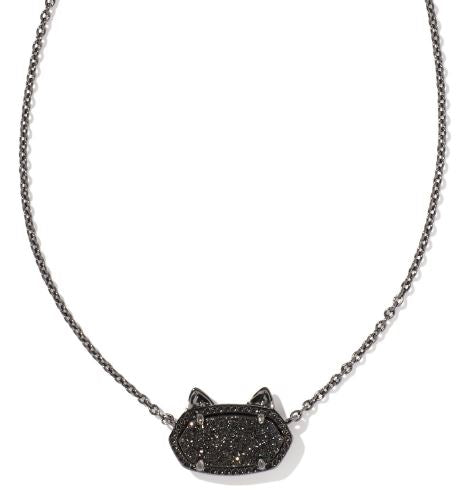 Kendra Scott Elisa Cat Pendant Necklace In Gunmetal Black Drusy