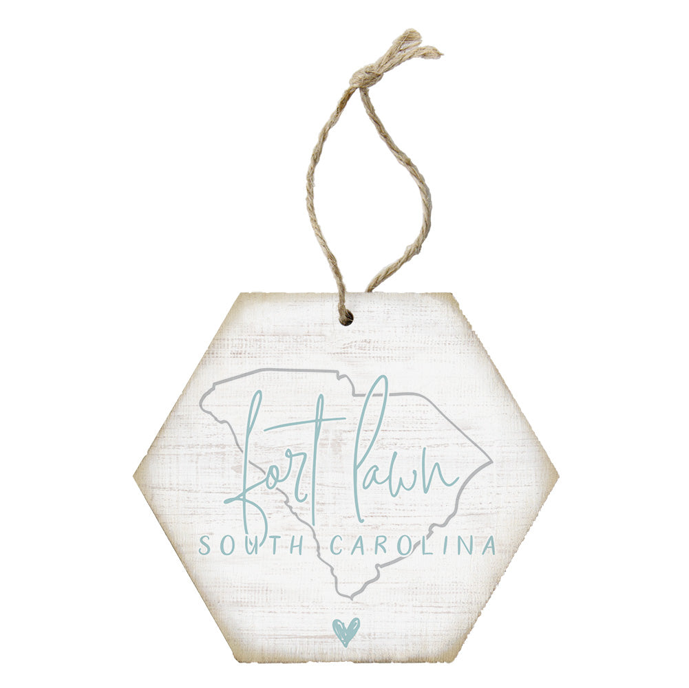 ORH1005 Sincere Surroundings Fort Lawn SC State Outline Ornament