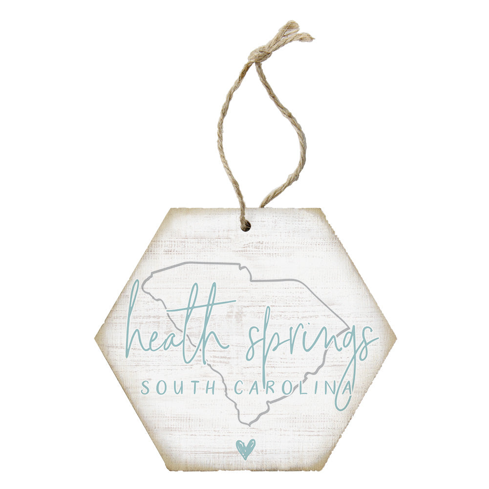 ORH1005ST Sincere Surroundings Heath Springs SC State Outline Ornament