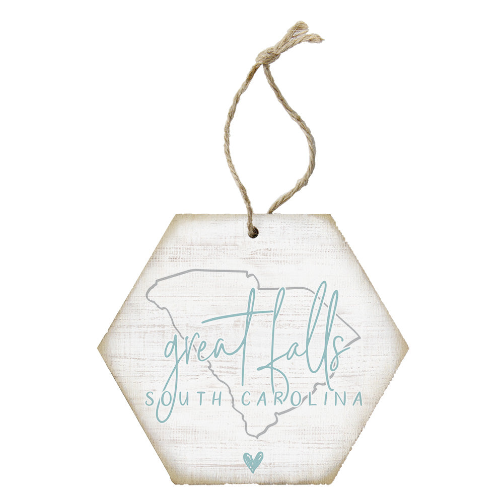 ORH1005ST Sincere Surroundings Great Falls SC State Outline Ornament