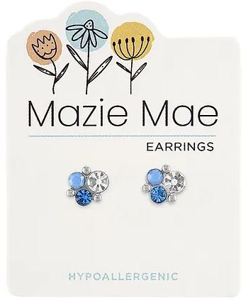 Mazie Mae Silver Air Blue Cluster Stud Earrings