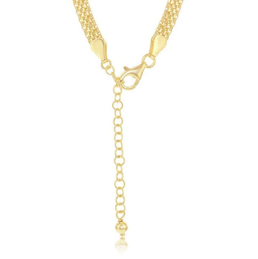 Sterling Silver Gold Plated 5mm Flat Mesh Chain - 19"