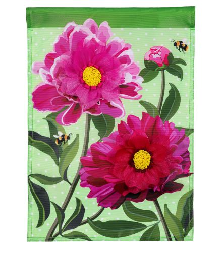 Peony Garden Applique Garden Flag