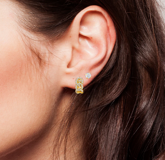 Ellie Vail Gold Plated Anika Chain Huggie Hoop Earrings