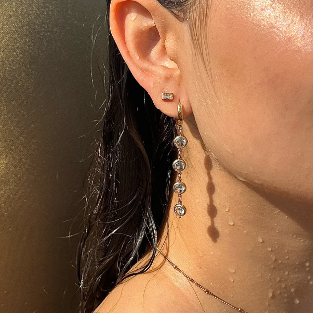 Ellie Vail Gold Plated Bardot Baguette Stud Earrings