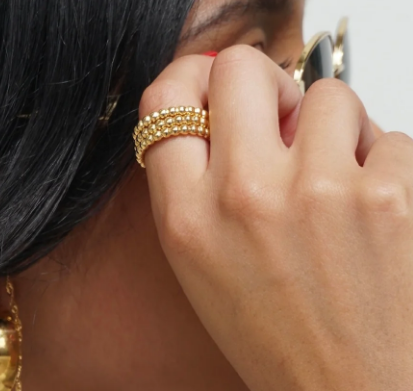 Ellie Vail Lucia Beaded Triple Ring Set