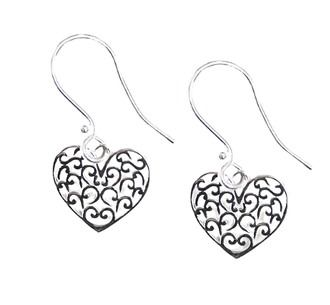 739 DER E603 Southern Gates Sterling Silver Heart Dangle Earrings 0