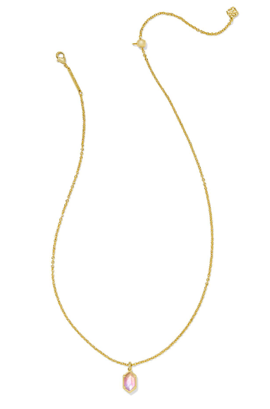Kendra Scott Hallie Short Pendant Necklace in Gold Sunrise Watercolor Illusion