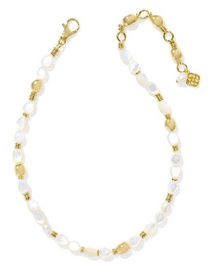 9608878945 Kendra Scott Melody Beaded Necklace in Gold Ivory Mother Of Peral
