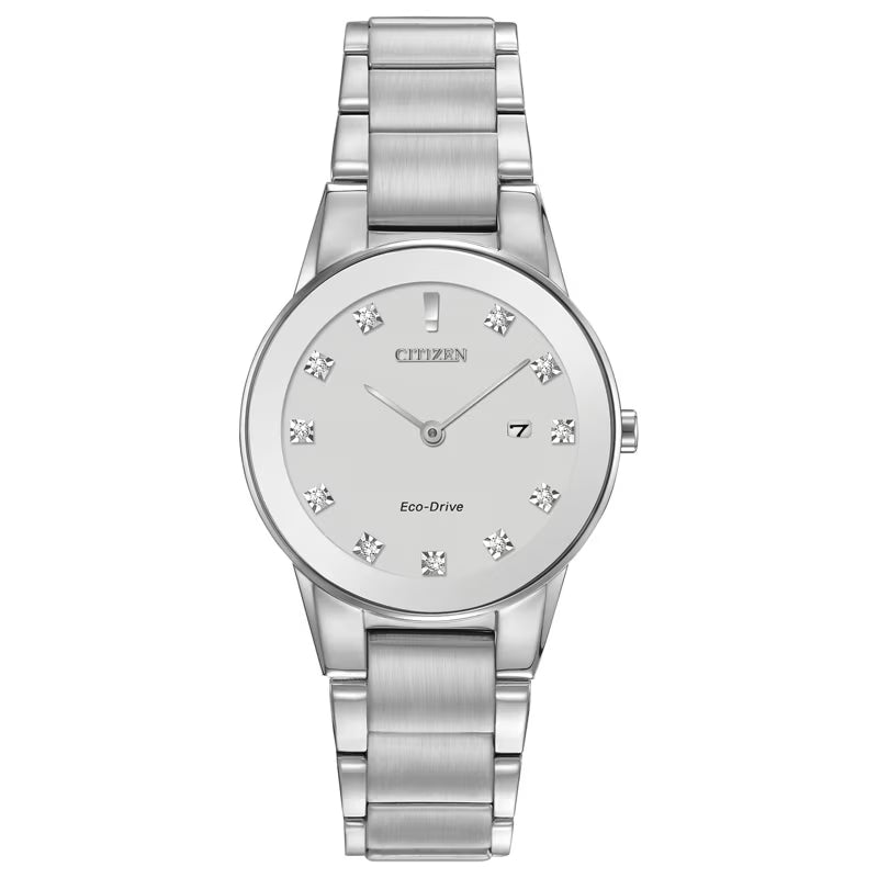 GA1050-51B Citizen Women's Eco-Drive® Axiom Diamond Accent Watch with Silver-Tone Dial