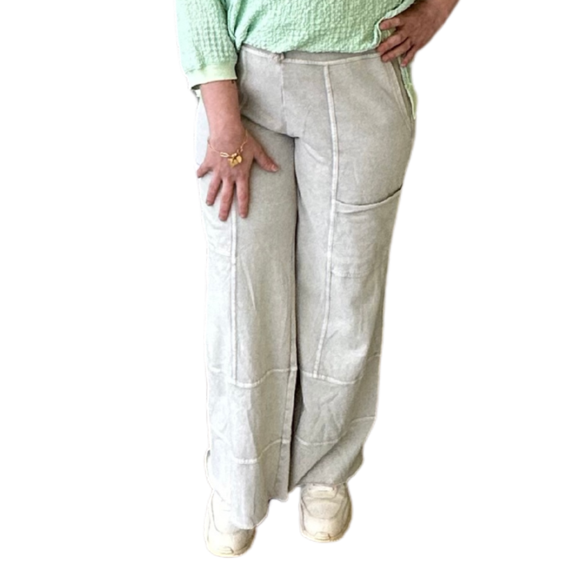 Trendy Tales Wide Leg Pants in Light Grey