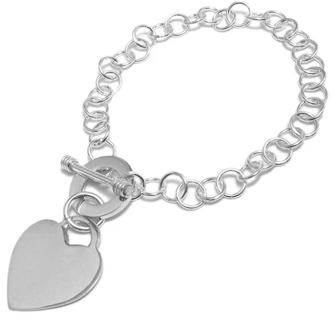 Sterling Silver Heart Toggle Link Bracelet - 7.5"