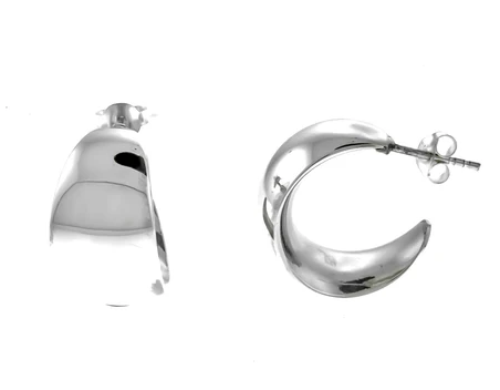 Sterling Silver Graduated Cigar Band Post Hoop Earrings