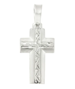 Sterling Silver Satin Design Small Cross Pendant