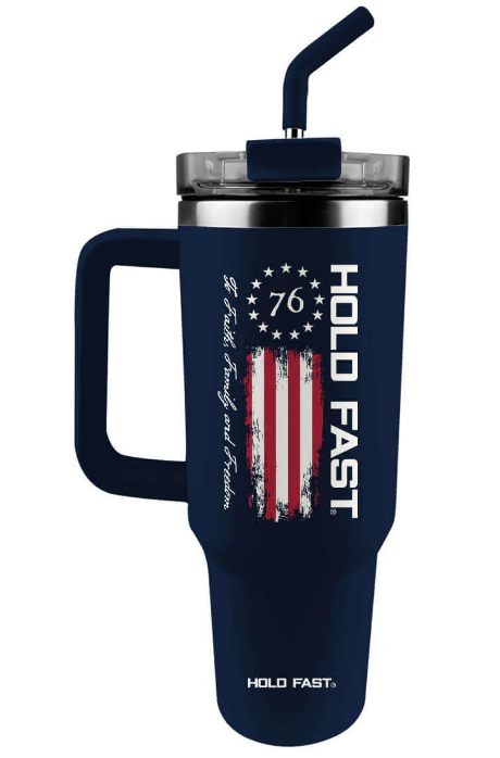 Kerusso Hold Fast 40oz Stainless Steel Mug with Straw 76 Flag