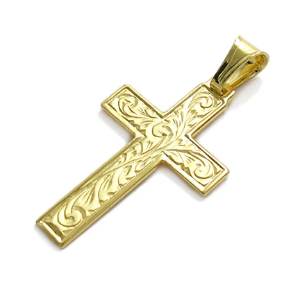 Sterling Silver Gold Vermeil Satin Filigree Cross Pendant