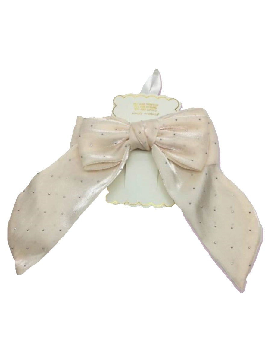 0125-HAIR-BOW-DOTCRM Simply Southern Hair Bow in Dot Cream