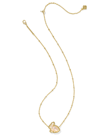 Kendra Scott Bunny Short Necklace in Gold Taupe Mother of Pearl