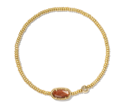 Kendra Scott Grayson Stretch Bracelet in Gold Orange Goldstone