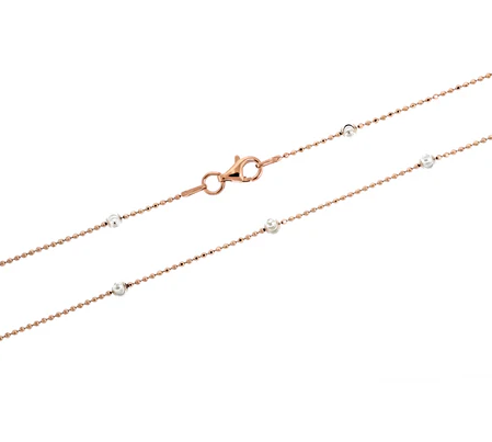 Sterling Silver Rose Gold Satellite Bead Chain - 18"