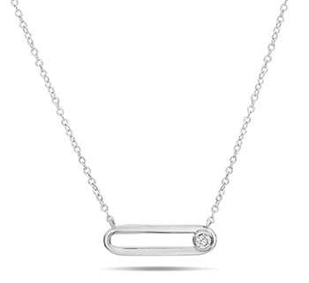 Sterling Silver Cubic Zirconia Paperclip Necklace