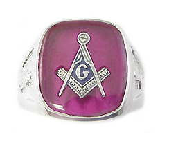Sterling Silver Closed Back Red Masonic Ring